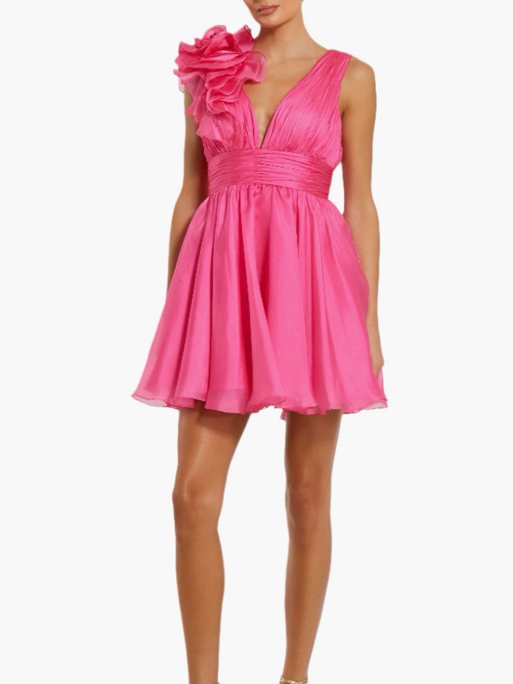 Mac Duggal Ruffle V Neck Fit & Flare Mini Dress